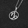 Silver stainless steel Capricorn zodiac sign necklace with hollow round pendant charm - Capricorn / Steel