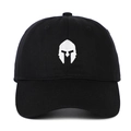 Cappellino da baseball nero classico con ricamo elmo spartano e visiera curva - Nero / Regolabile