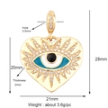 Gold plated copper heart evil eye pendant with blue enamel and clear rhinestones - Gold Heart Evil Eye Style (K093022K2-Gold)