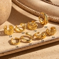 Set de 8 earcuffs dorados sin perforación con diseños trenzados y detalles de cristales - Estilo de Espiral de Capas Múltiples (4#) / Dorado