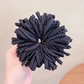Chouchou noir élastique pour filles avec tissu plissé dense et texture épaisse - Noir Bord Festonné (1 Paquet de 50)