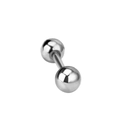 Silver titanium steel barbell tongue ring with dual ball design on white background - 1.2mm Gauge x 8mm Length x 5mm Ball