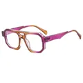 Fashion double-bridge pilot sunglasses featuring purple and amber gradient frames - Purple Tea Frame Clear Lens