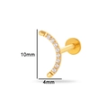 Titanium gold piercing stud with clear gems and 10mm length measurement on white background - Style 6 (T2505-6#) / Gold