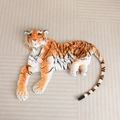 Detailed overhead view of lifelike tiger plush skin with realistic orange and black stripes - 30cm Skin Shell (No Filling) / Yellow