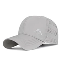 Light gray laser-cut breathable baseball cap with silver mountain logo and SPORT print - Adjustable / Light Gray