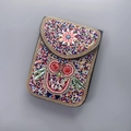 Handgefertigte Boho-Perlentasche mit buntem Eulenmotiv und stilvollem Kettenrand - Eulenmuster