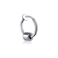 Minimalist silver spring clip earring with a polished movable cylindrical bead detail - Steel Color Cylinder Ear Clip
