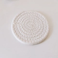 Dessous de verre rond en corde de coton crème avec motif en spirale naturelle - 18cm / Blanc