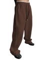 Men's oversized brown cotton sweatpants with elastic waist and black drawstrings - Coffee