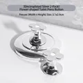 Silver flower-shaped toilet tank button presser with glossy chrome finish, 2-pack set - Electroplated Silver 2 Pack