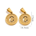 Detail of 18K gold-plated stainless steel C-letter pendants with sandblasted texture - Letter C - Gold