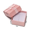 Pink jewelry gift box with ribbon and sponge lining showing 4x4x2.7cm dimensions - Pink Ring Box (4x4x2.7cm)