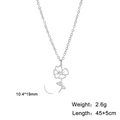Detail view of flower pendant showing dimensions 10.4x19mm and 45+5cm chain length - Steel Color Poppy