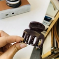 Minimalist medium-sized dark brown shark hair clip for high ponytail styles - Chocolate (Medium 4.8cm)