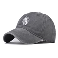 Berretto da baseball in cotone lavato grigio antracite con ricamo a farfalla - Regolabile / Grigio