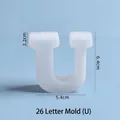 Siliconen letter U-vorm voor hars DIY, maat 6,4x5,4cm voor creatieve kunstdecoratie - Letter U