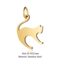 Golden stainless steel cat shaped charm pendant for DIY jewelry making 14.5x21mm - Walking Cat-Gold (14.5x21mm) / 5 Pcs/Pack