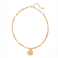 Dettaglio della collana vintage sole luna con pietre naturali arancioni e ciondolo malocchio - Stile Ciondolo Malocchio Perlina Arancione (XN272)