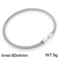 Brazalete de malla plateado de acero inoxidable con terminales de bola y diámetro 60x4mm - Estilo de Extremo de Cuenta Redonda / Color Acero
