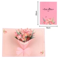 Pink tulip 3D pop-up card for Mother's Day, 15x20cm size with Best Wishes text - Gold Stamped Tulip