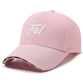 Pink cotton baseball cap with Fui letter embroidery and Sport decorative trim on the brim - One Size(Adjustable) / Pink