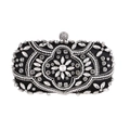 Elegant black beaded evening clutch bag with sparkling crystals and floral patterns - Black