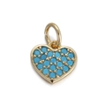 Golden heart pendant charm with turquoise blue beads for DIY jewelry making and necklaces - Blue Heart