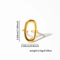 Detailed size chart showing height width and weight for the gold oval titanium steel ring - Oval Open Style (#0823) / Gold