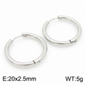 Minimalist 20mm silver stainless steel hoop earrings for men and women in 2.5mm thickness - One Pair / 20*2.5mm / Steel