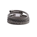 Three-piece gunmetal stainless steel bracelet set with cable and Roman numeral bangles - Three-Piece Set / Silver