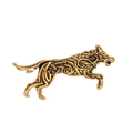Vintage gold wolf head brooch with Celtic knot engravings for men's suit jacket lapel - Antique Gold (D061-A)