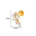Golden F136 titanium cartilage stud featuring five marquise-cut clear cubic zirconia - Leaf / Gold