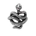 Vintage silver snake ring featuring antique finish and punk style coiled serpent design - Adjustable Open / Style 14 (Retro 3D Snake)