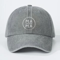 Gorra de béisbol gris lavado con bordado MAMA para protección solar al aire libre - Talla única (Ajustable) / Gris