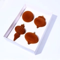 Set of 4 burnt orange flocked Christmas ornaments in various shapes for tree decoration - 4 Pieces / Bronze