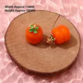 Orange persimmon glass pendant charm with green leaf for DIY jewelry making - 6# Orange Chubby Double Layer Persimmon