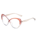 Fashionable oversized TR90 anti-blue light glasses with orange gradient frame and beige temples - Top Red Bottom Gray