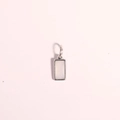 Silver stainless steel rectangular pendant with white cubic zirconia birthstone detail - June Birthstone Pendant / Silver