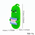 Handmade crochet green pickle doll with MAGA slogan card, 11.5cm tall size dimensions - MAGA Pickle