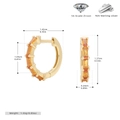 Detailed size specifications for 925 silver gold earrings with orange 5A grade zircon - Gold/Orange Zirconia