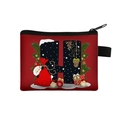 Christmas coin purse with red fabric, letter H print and festive Santa holiday patterns - Letter H