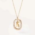 Elegante collana con pendente lettera K dorata e zirconi bianchi per donna - Lettera K