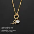Exquisite 14K gold plated stainless steel heart and letter pendant necklace with sparkling zircon - Letter I(XNL0085)