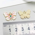 Pink and white enamel butterfly charm in gold alloy with 21mm size measurement scale - 1Pc Pink & White Drip Oil Butterfly / 15*22mm