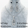 Set di gioielli in acciaio argento con orecchini a goccia neri e collana coordinata - Set da 2 Pezzi Tonalità Argento (KS221395-GC)