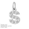 Silver stainless steel letter S pendant with clear cubic zirconia pavé stones - Letter S(ZP39269) / Steel