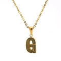 Gold stainless steel necklace with a black striped enamel letter G pendant for women and men - Letter G (Single Pendant)