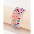 Böhmisches mehrlagiges Perlenarmband-Set mit rosa transparenten und bunten Perlen - 21060615 / Reisperlen