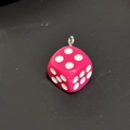 Creative rose red dice pendant keychain with white dots and metal ring attachment - Rose Red Dice Pendant (PY048-MH)